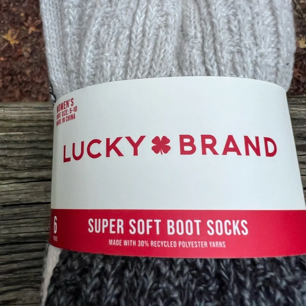 LUCKY BRAND Ladies' Super Soft Boot Sock, Women’s 6-pair pack NWT NEW